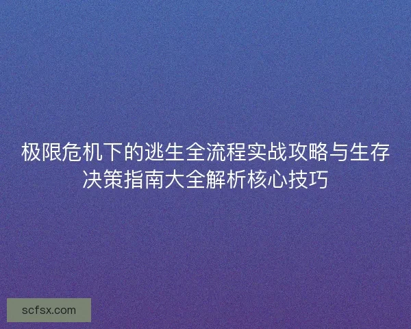 极限危机下的逃生全流程实战攻略与生存决策指南大全解析核心技巧